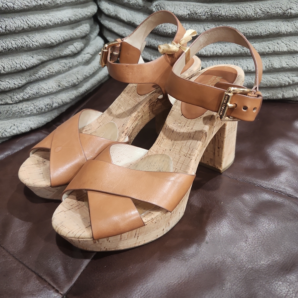 Michael Kors Tan Heels with Ankle Straps